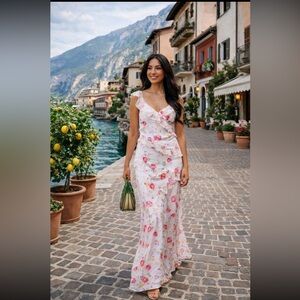 RIXO Anthropologie NWT RIXO Gail V-Neck Floral Ruffled Viscose Maxi Dress size S